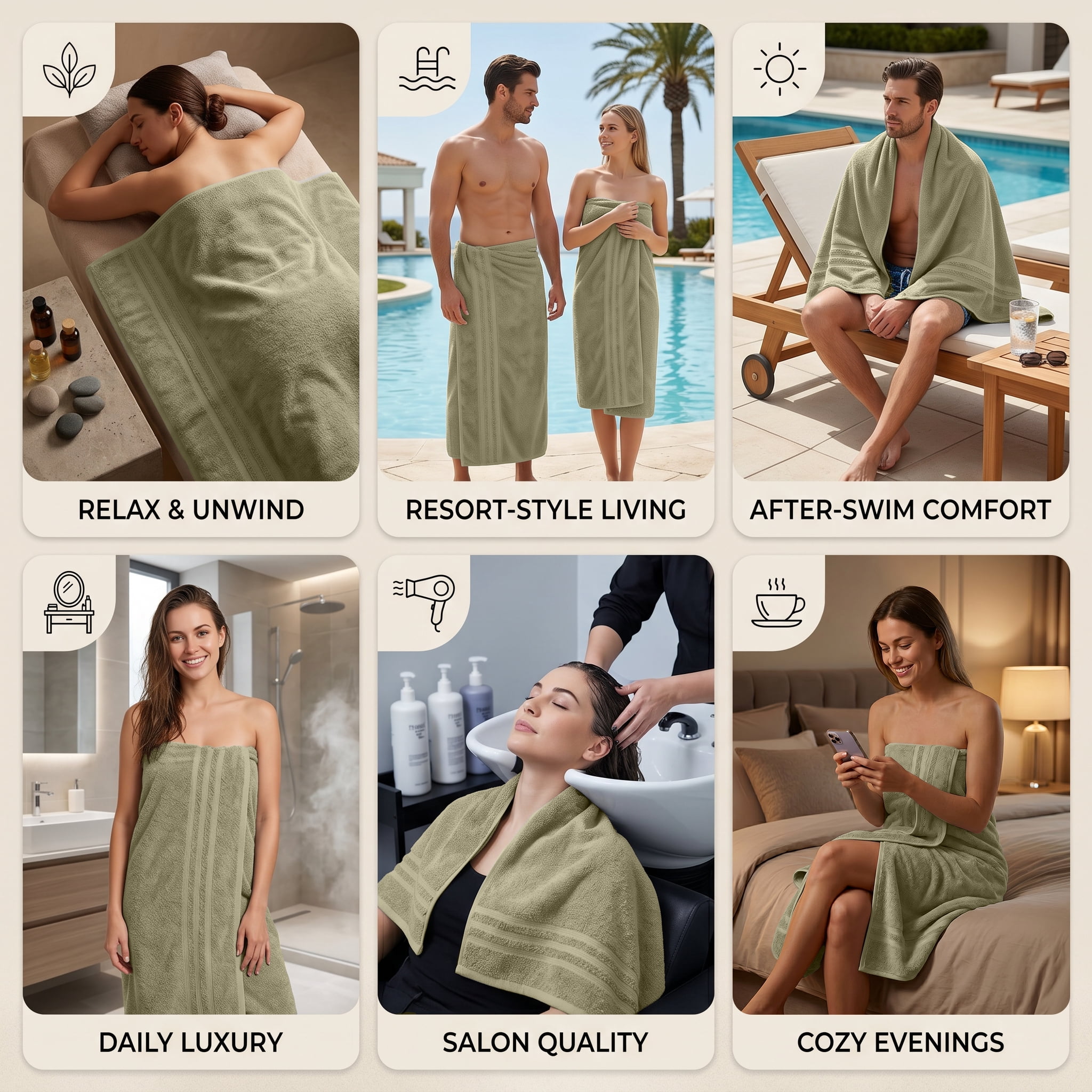Dan River Bath Sheet 1 pack 40x80 in Soft Absorbent and Quick Dry jumbo Cotton Towel - Beige