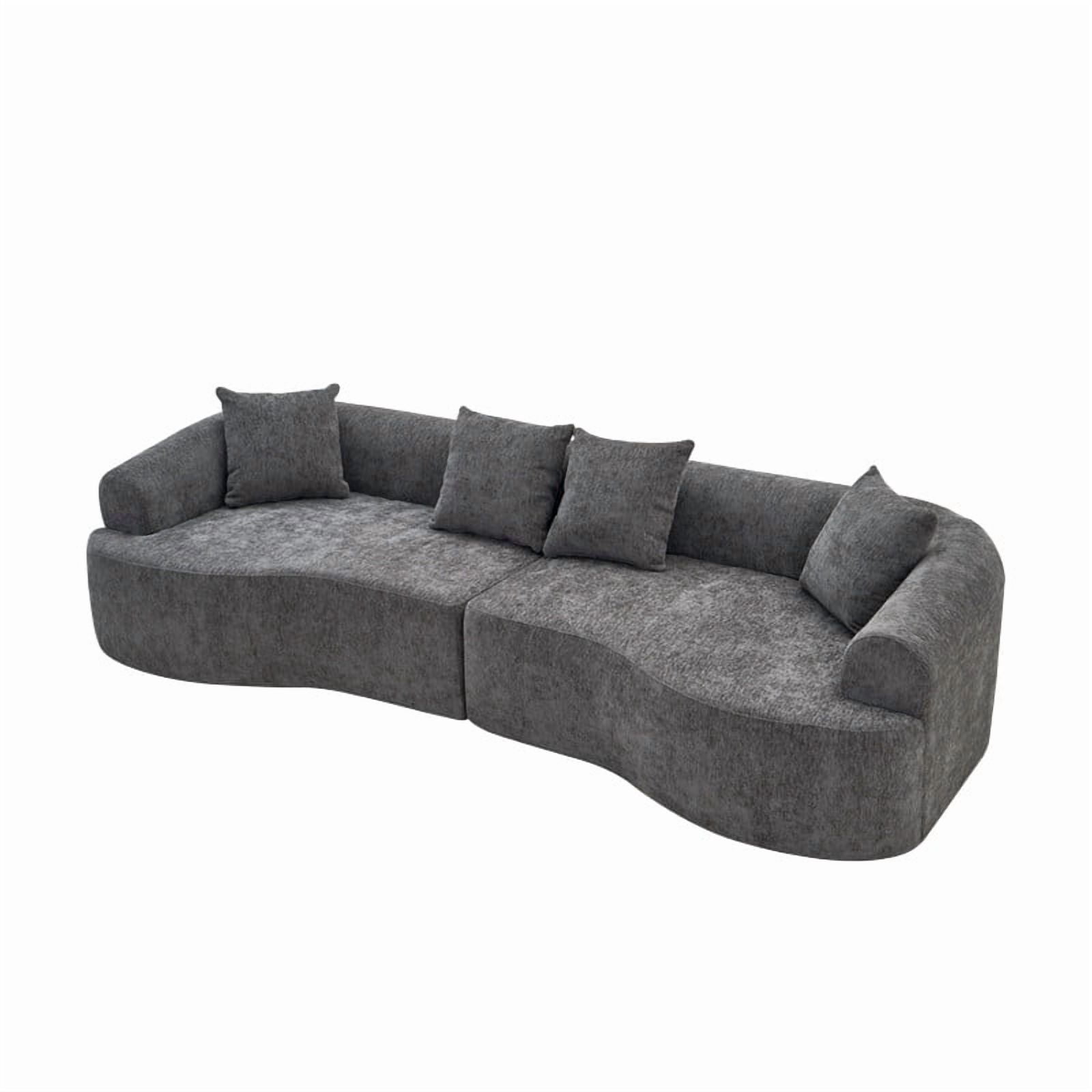 4-Seater Curved Boneless Compression Sectional Sofa, 2-Piece Modular Couch, High-Density Foam Sleeper Sofa