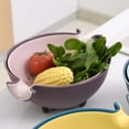 thumbnail image 4 of Double Rotating Draining Basket, 2 in 1 Fruit and Vegetable Colander with Storage Bowl, Kitchen Strainer for Washing and Draining Pasta, Salad, Fruits and Vegetables, Durable Plastic, 4 of 7