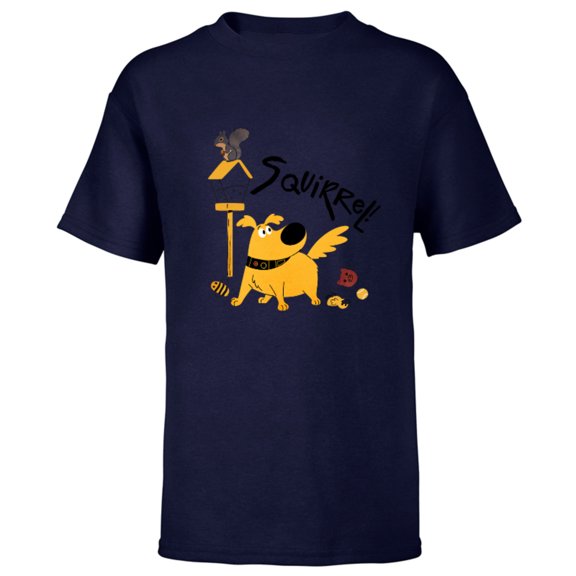 Disney and Pixar's Dug Days Squirrel Bird Feeder - Short Sleeve T-Shirt for Kids – Customized-Navy