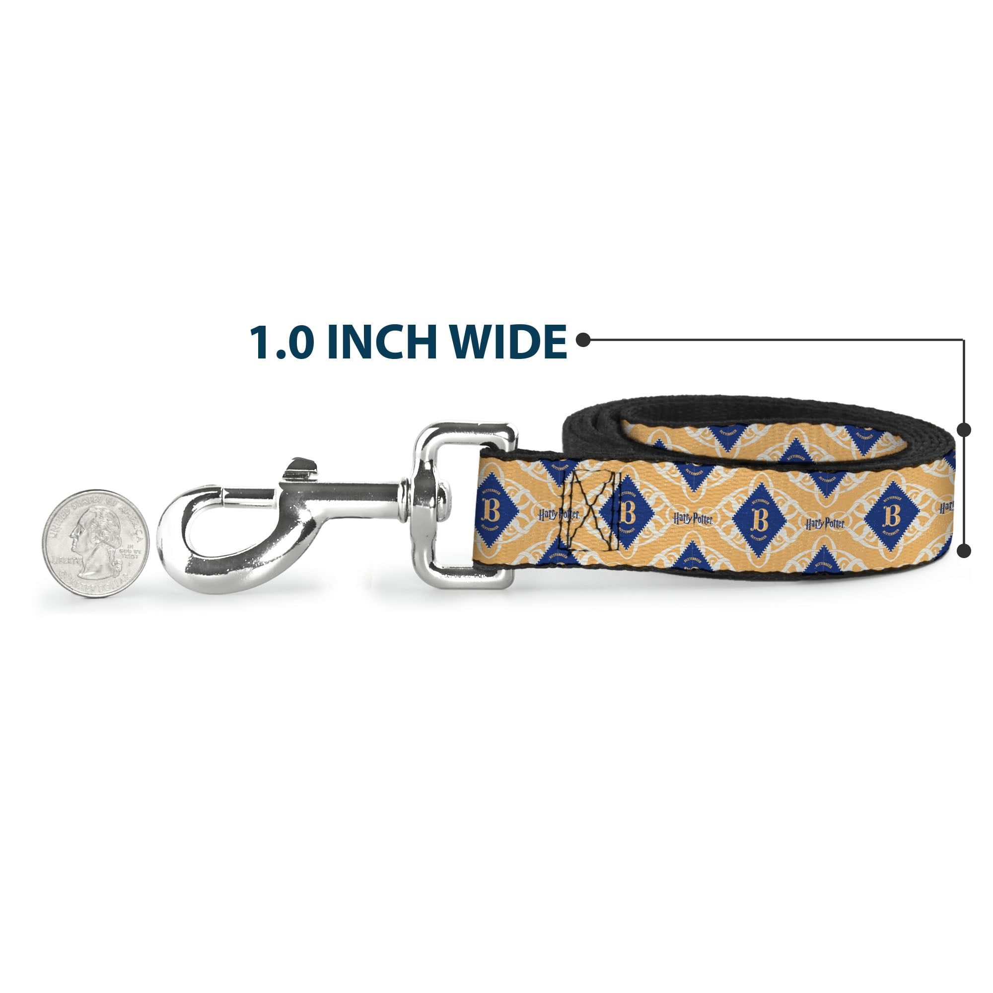 The Wizarding World of Harry Potter Pet Leash, Dog Leash, Harry Potter Butterbeer Diamond Logo White Yellow Blue, 6 Feet Long 1.0 Inch Wide