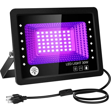 

Black Lights - 30W Upgraded LED Flood Light with Switch Waterproof IP66 Blacklight for Glow Party Stage Lighting Aquarium Glow in The Dark Body Paint Fluorescent Poster Neon Glow