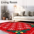 thumbnail image 2 of ODIKA 3'x5' Machine Washable Non-Slip Area Rug, Holiday Motifs with Interlocking Snowflakes and Festive Pine Accents High Traffic Rug with Pad, Red, 604184, 2 of 8