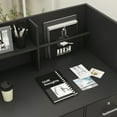 thumbnail image 3 of Reception Center Executive Office Desk , Computer Desk with 3 Drawers, Canbiet and Hutch Shelf, Black, 3 of 7