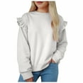thumbnail image 3 of Sopiago Sweatshirt Girls Pullover Sweater Cute Ruffle Long Sleeve Crewneck Knit Pullover Tops White,4-5 Years, 3 of 5