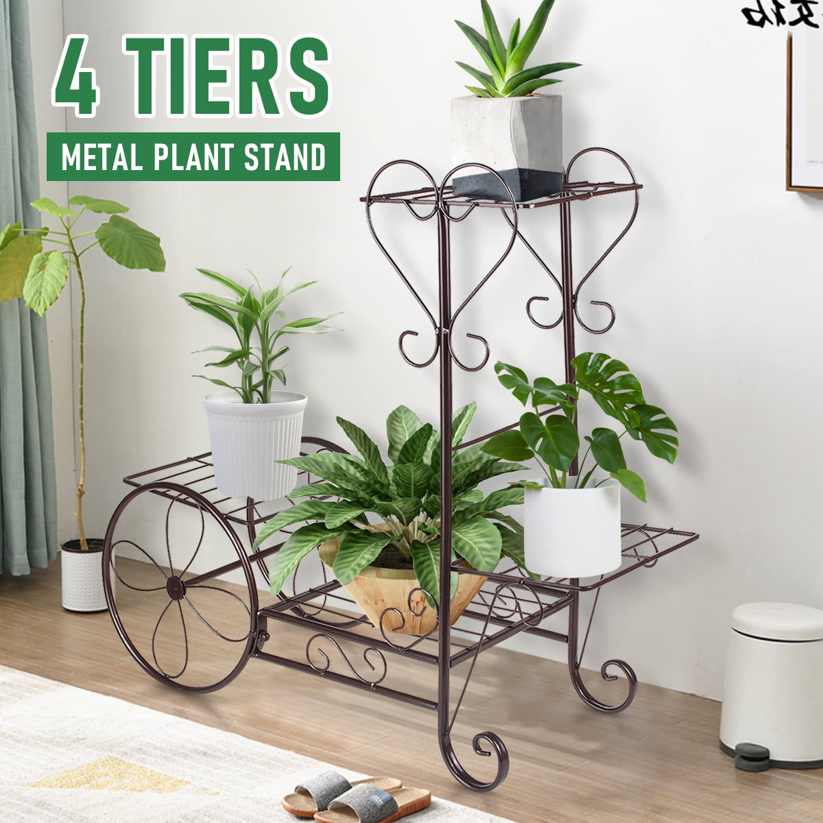 4 Tiers Metal Plant Stand Flower Rack Holder Display Garden Patio Store Decor US 