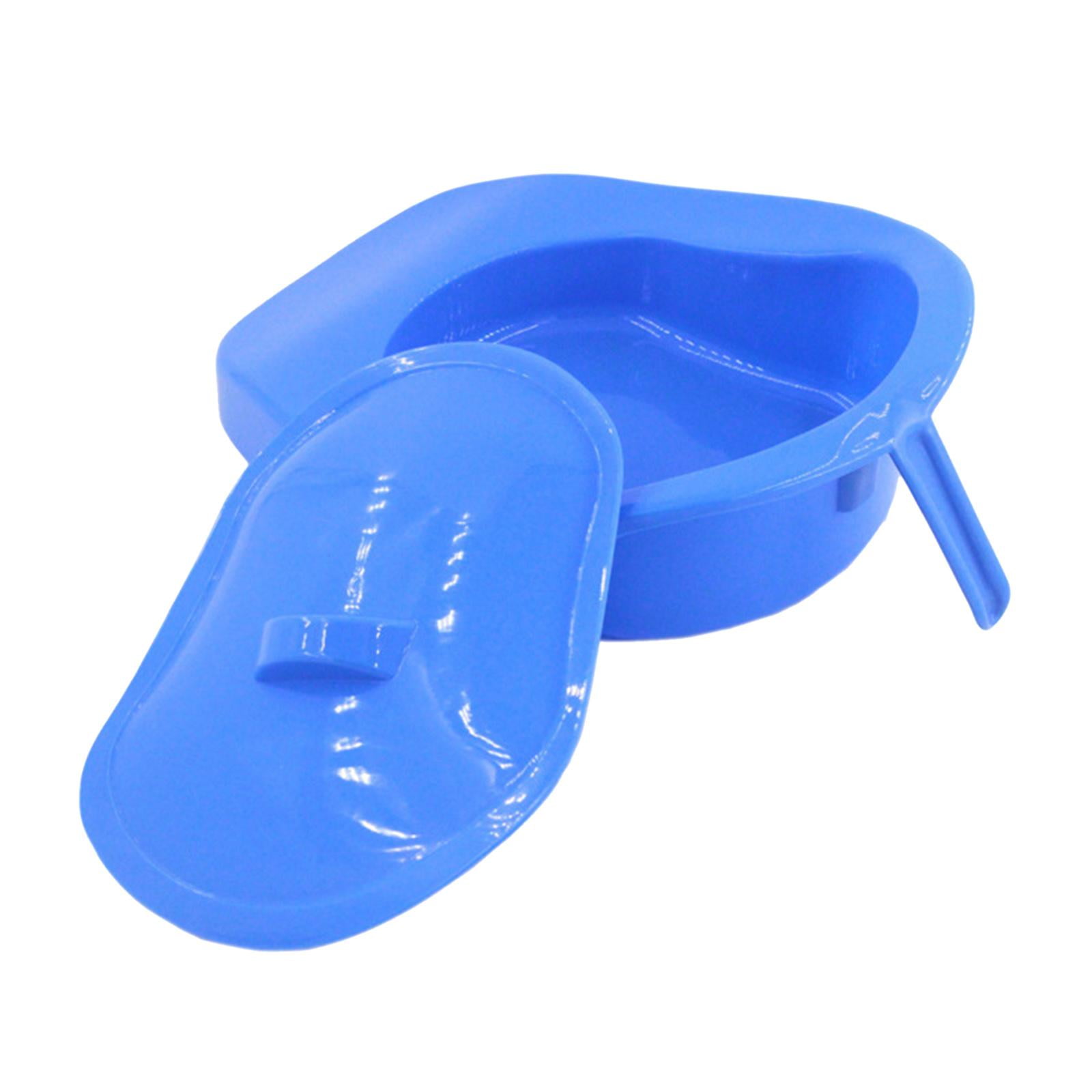 Bedpan Bed Pan with Lid Handle for Bedridden Patient Women Men , Blue