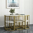 thumbnail image 2 of Bellemave 7 Piece Modern Faux Marble Dining Table Set, Golden/White, 2 of 11