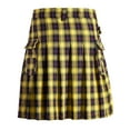 thumbnail image 6 of Isvgxsz Sweatpants Men Clearance Men Casual Fashion Have Pockets Plaid High-Waisted Skirt Pleated Skirt Short Skirt Summer Deals Yellow, 6 of 9