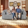 thumbnail image 6 of Timbernest 80" Convertible Sofa Bed, Corduroy Sleeper Couch with Storage Pockets for Living Room, Light Gray, 6 of 12