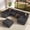 Black-4 Seater-Ottoman-Chaise, variant on Neche 141.7" U Shaped Boneless Sectional Couch, Modern 6 Seater Modular Sofa with Chaise & Ottoman, Deep Seat Corduroy Cloud Couches for Living Room, No Assembly Required, Black