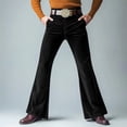 thumbnail image 6 of Men's Vintage 60s 70s Bell Bottom Pants, Classic Comfort Flared Jeans Retro Disco Outfits for Theme Parties and Events (Without Belt),Black,L, 6 of 6