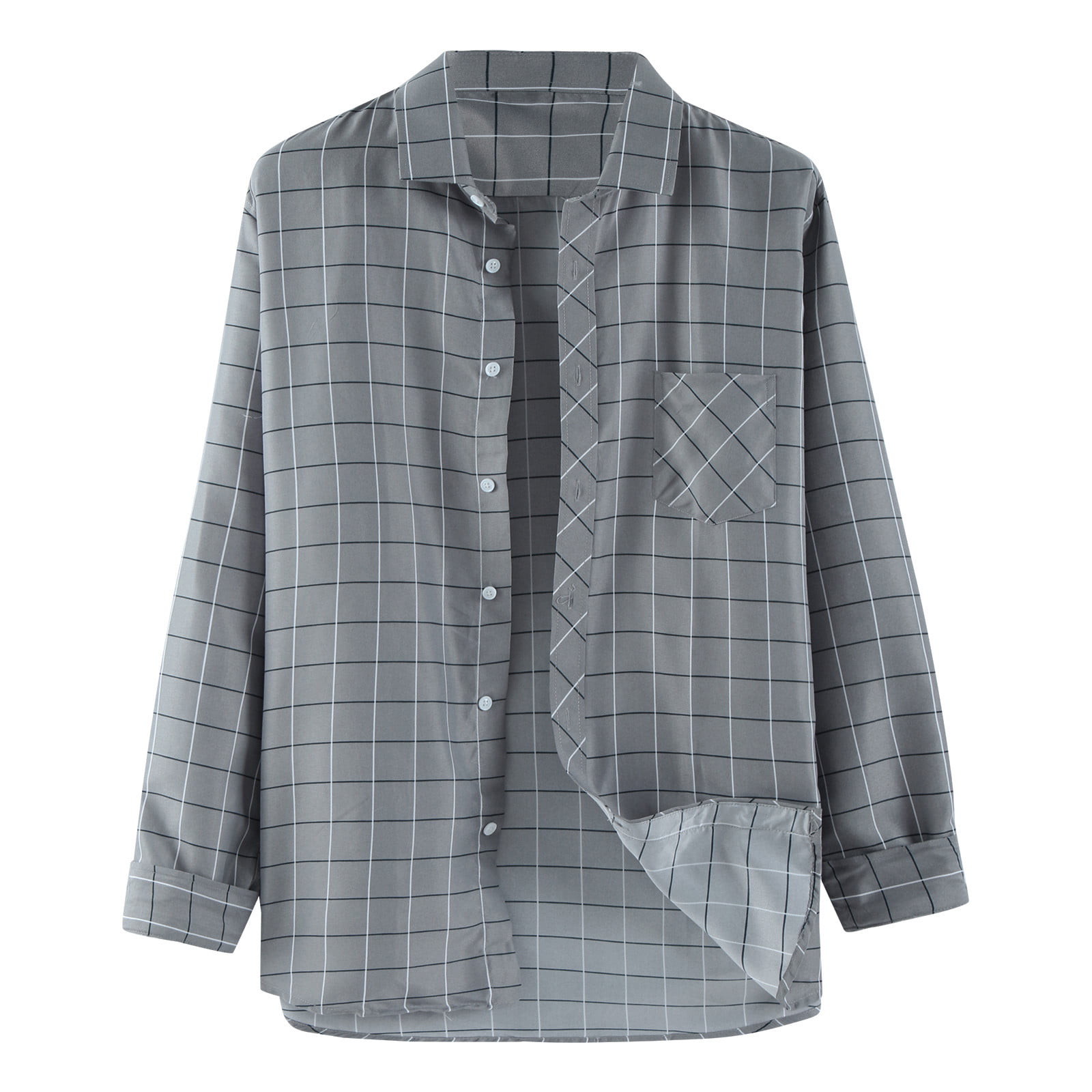 gvdentm Grey Mens Shirts Men'S Casual Button Down Long Sleeve Shirt ...