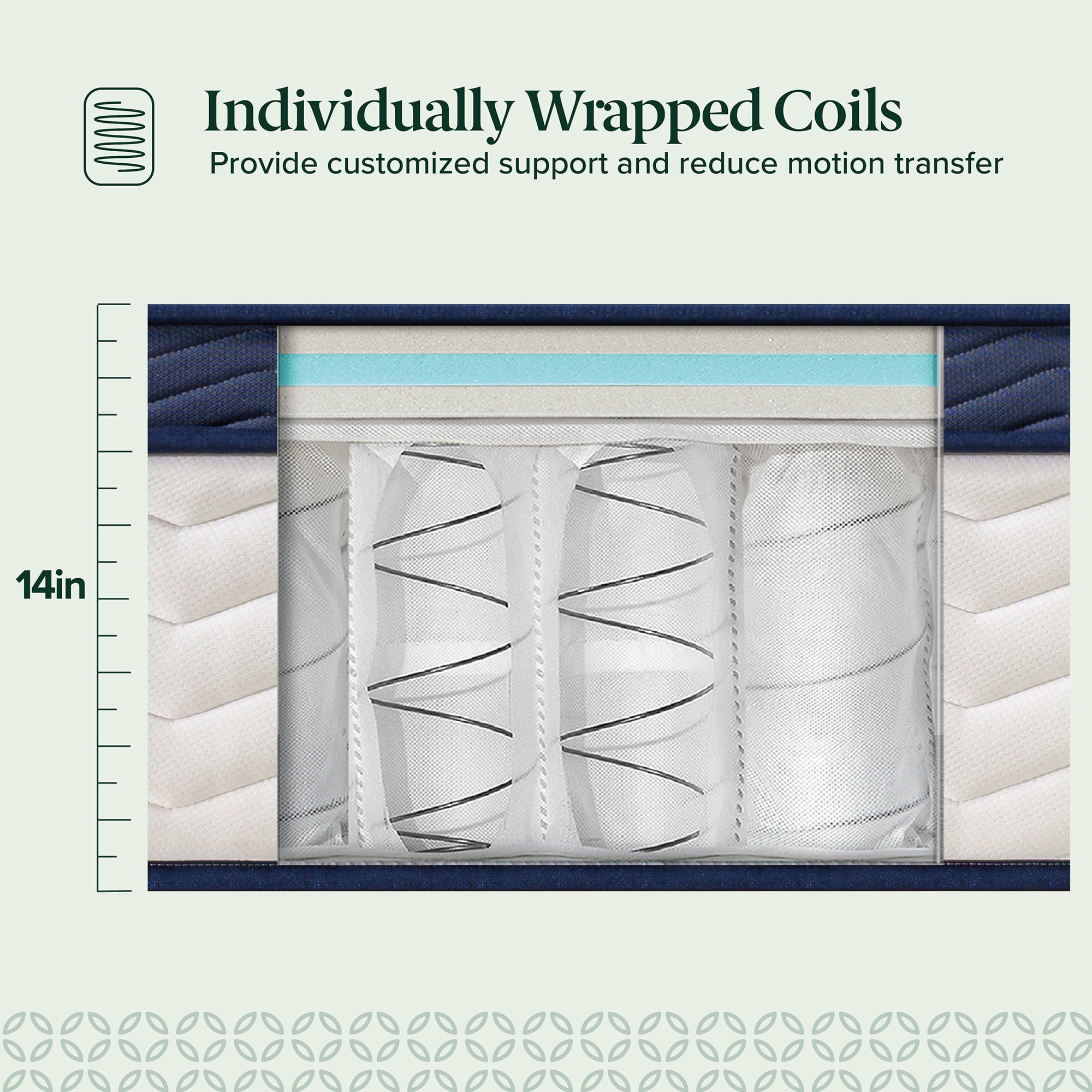 Zinus 14" Pocket Coil Euro Top Hybrid Mattress, King