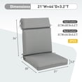 thumbnail image 2 of Aoodor 2Pcs Outdoor Patio Dining Chair Cushion Set, Fade and Water Resistant Polyester Fabric Cover with Ties and Zipper, 44''x21''x3.2'' - Gray, 2 of 8