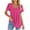 Hot Pink, variant on qolati Women's Ruffle Bell Short Sleeve Top Loose Fit Pleated Square Neck Dressy Shirts Casual Summer Curved Hem Flowy Eyelet Blouses