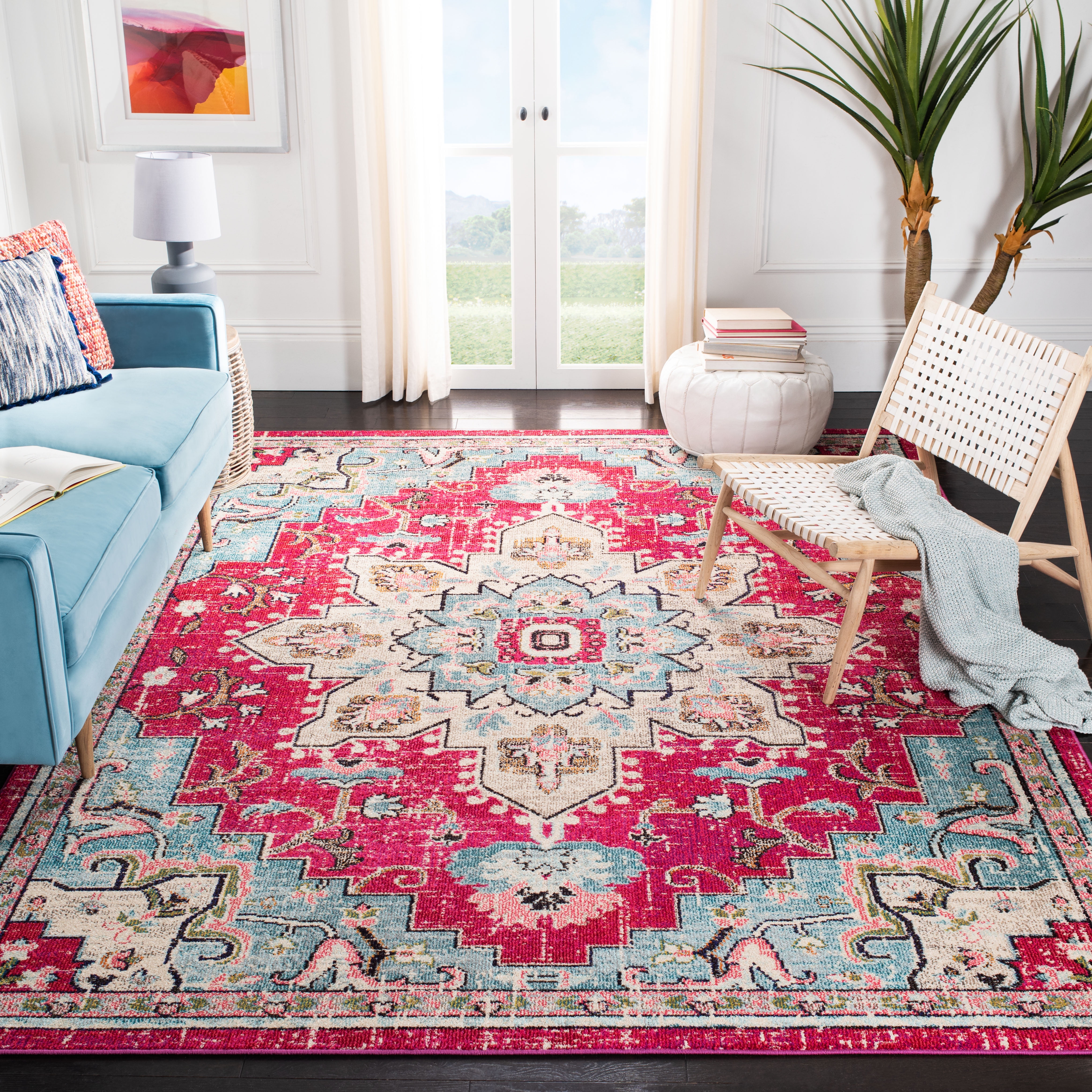 Safavieh Madison Dalia Oriental Area Rug, Fuchsia/Blue, 12' x 18'