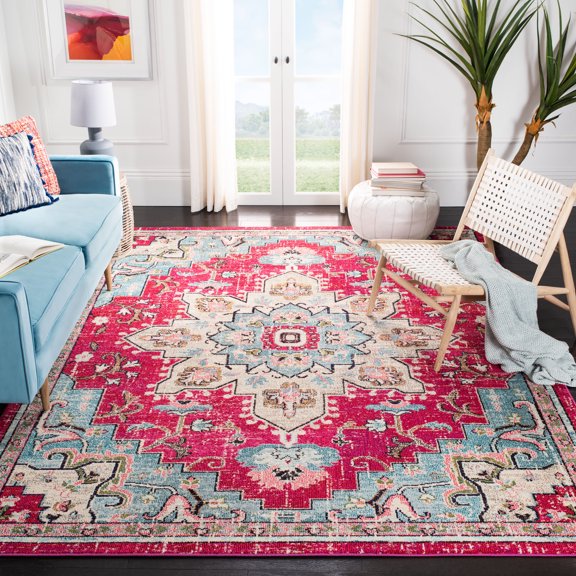 SAFAVIEH Madison Dalia Oriental Area Rug, Fuchsia/Blue, 8' x 10'
