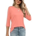 thumbnail image 3 of MOSHU 3 Pack 3/4 T Shirts for Womens Crew Neck Womens Shirts Dressy Basics Tees Casual Loose Fit Fall Tops, 3 of 10