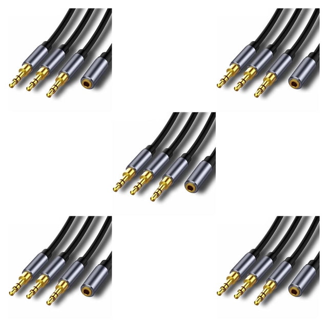 Wisewang 3.5mm for Jack Splitter Cable Cord Audio Adapter Multipurpose Optical MP4 Speaker Player Wire Notebook Headset Connector Female to 3 Female 5Set