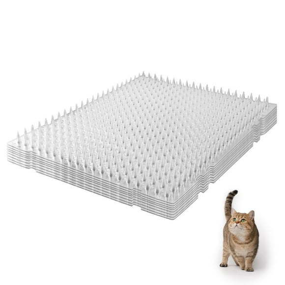 8pcs Cat Scat Spike Mat, 16x13inch Indoor Scat Mat with Stickers and Cable Ties, Pet Deterrent Training Mats for Cat Dog Indoor Outdoor Supplies