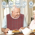 thumbnail image 5 of Tcwhniev 3 Pack Adult Bibs Washable Waterproof Clothing Protector with Crumb Catcher for Elderly atient Bedridden Convalescent Disabled, Lattice Pattern, 5 of 7