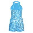 thumbnail image 6 of Yartina Little Kids Big Girls Sequins Halter Neck Romper Leotard Backless Pageant Birthday Ball Prom Light Blue 6, 6 of 7