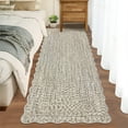 thumbnail image 2 of GlowSol 2'x6' Scalloped Edge Hallway Runner Rug Modern Braided Print Pattern Runner Rug Bedside Non Slip Runners for Kitchen Laundry, Beige Gray, 2 of 8