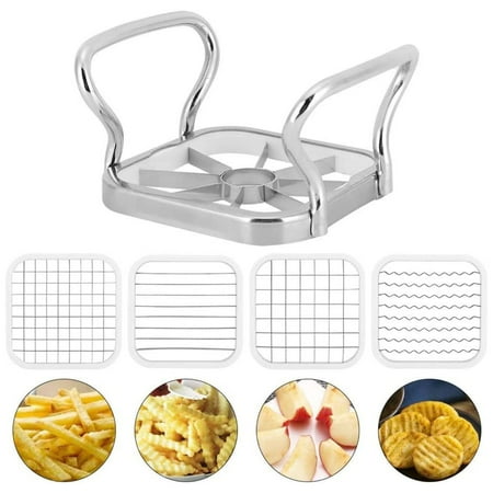 

5 in 1 Chopper Vegetable Cutter French Fry Cutter Manual Potato Slicer Potato Chip Maker Stainless Steel Fruit Slicer for Potato Onion Cheese
