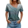 thumbnail image 2 of Fiudx Camisas de Mujer Camiseta de Manga Corta con Estampado de Primavera/Verano para Mujer, Camiseta Informal con Botones Estampados, 2 of 4