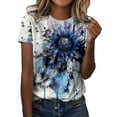 thumbnail image 1 of LUOGENLI T-shirts pour Femmes Été Décontracté Mode Col Rond Manches Courtes Imprimé Floral T-Shirt Vintage T-shirts Graphiques Saint-Valentin Bleu m, 1 of 4