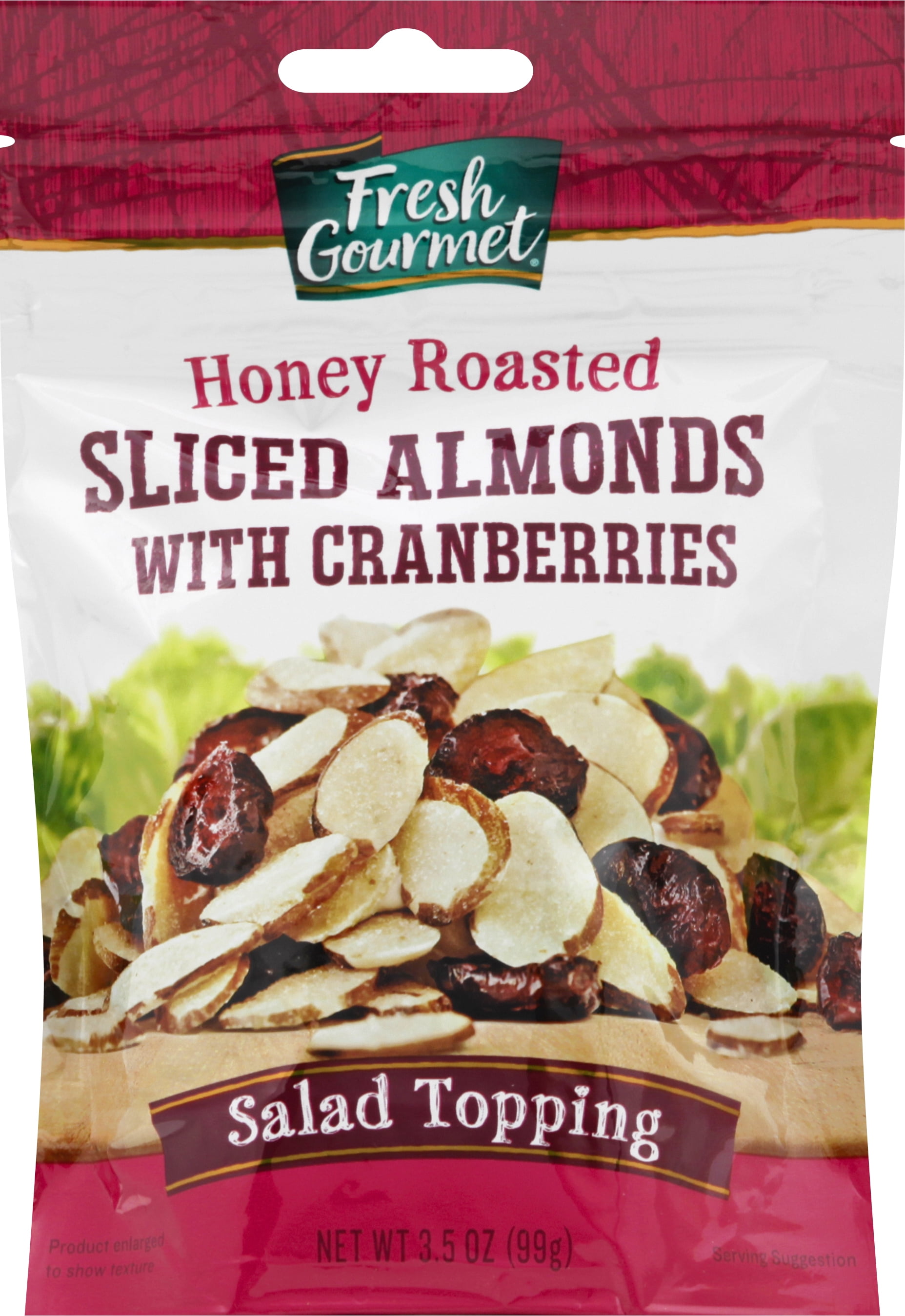 Fresh Gourmet Sliced Honey Roasted Almonds with Cranberries, 3.5 oz (6-Pack)