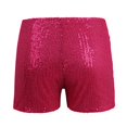 thumbnail image 5 of CIENVNSTG Women's Elastic High Waist Sequins Bottoms Straight Leg Glitter Sparkly Shorts for Fashion Party Occasions And Holiday Ceremony Dressing Hot Pink Hot Pink L, 5 of 6