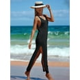 thumbnail image 4 of Womens Crochet Swimsuit Coverup Sleeveless Mesh Bathing Suit Cover Ups Split Maxi Beach Dress Black One size, 4 of 6
