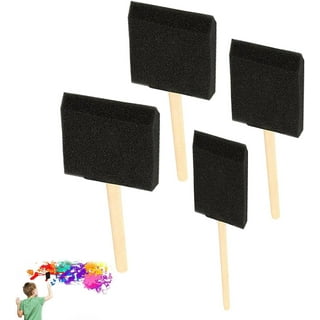 Sponge Brushes for Painting, Foam Paint Brushes Sponge Paint Brush - Wood Handles Sponge Foam Brush Painting Foam Brush Tool in Black for Acrylics
