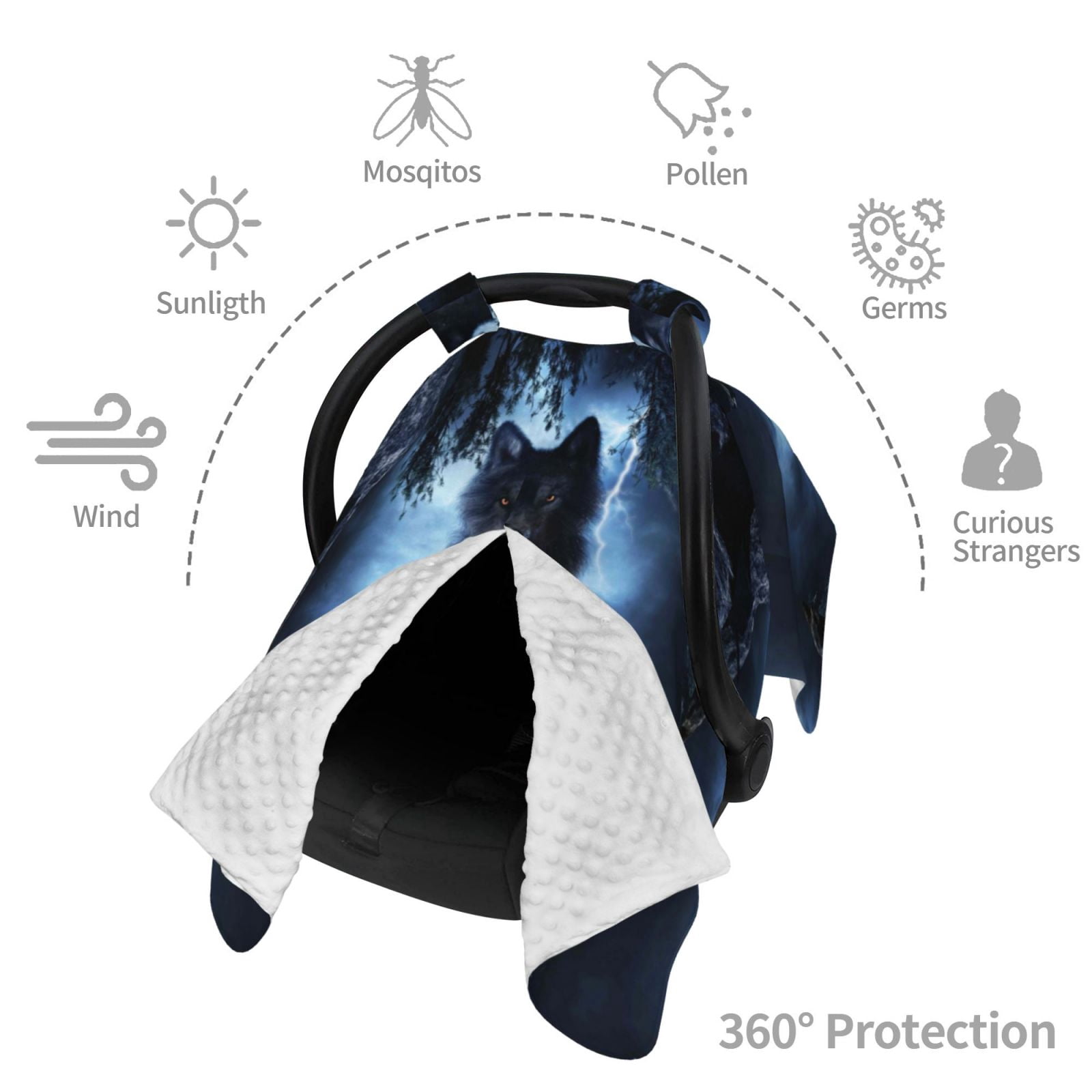 Car Seat Cover Baby - Night Scene of Wolves Breathable Infant Car Seat Cover for Baby Carseat, Lightweight Comfort Baby Essentials Must Haves Newborn Stuff for Girl Boy