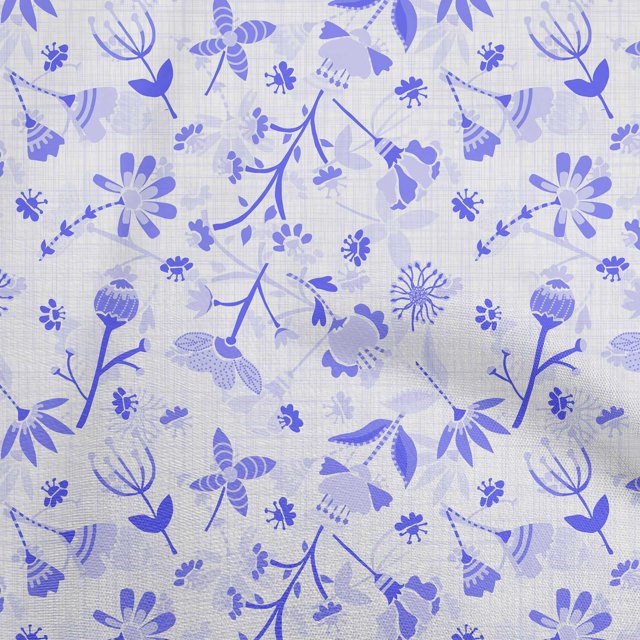 oneOone Viscose Jersey Blue Fabric Florals Craft Projects Decor Fabric Printed By The Yard 60 Inch Wide