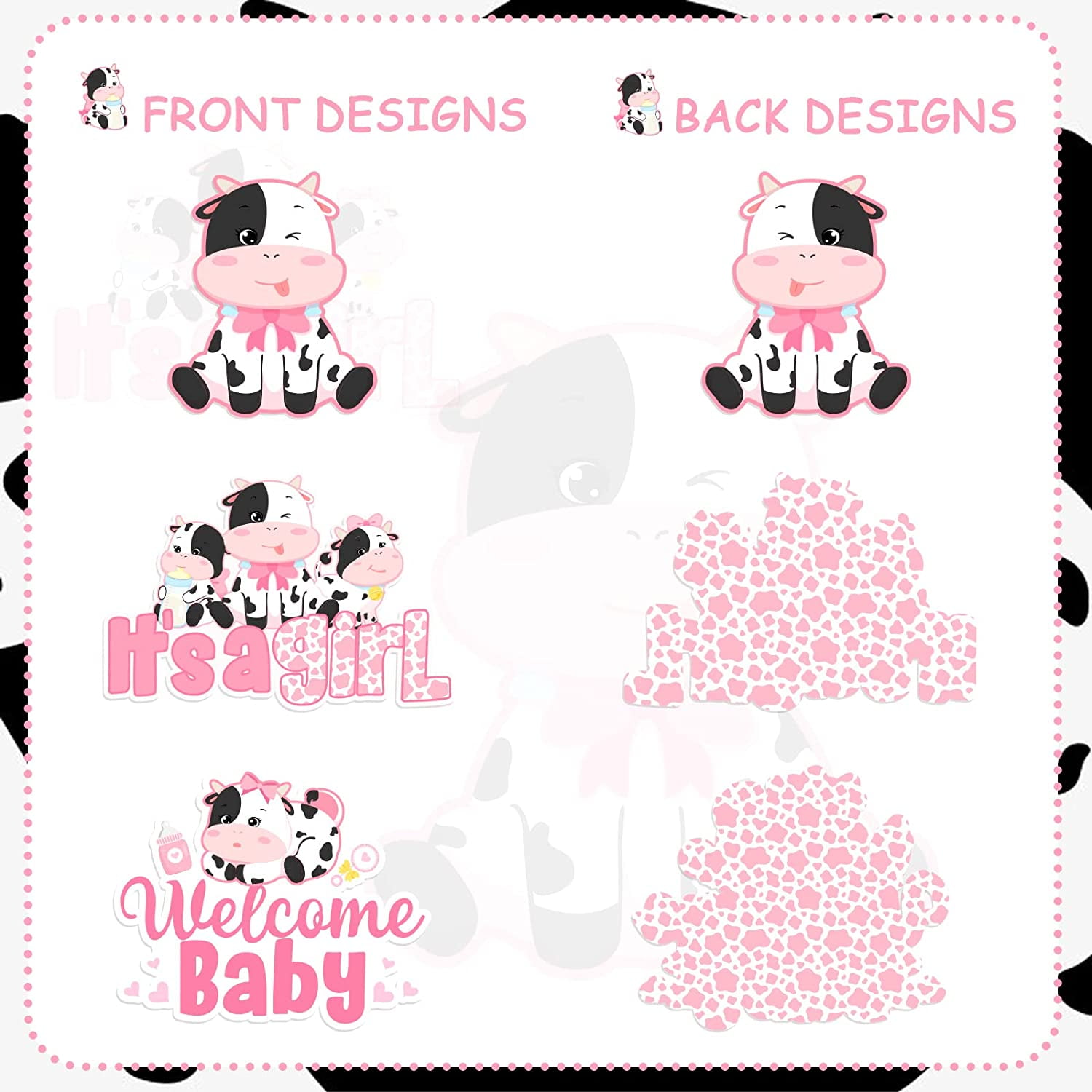 24 Pieces Cow Centerpieces for Tables Baby Shower, Cow Theme Table Toppers, Cow Baby Shower Centerpieces Decorations Girl for Farm Animal Birthday Party Supplies