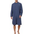 thumbnail image 1 of Camisón de hombre INSPIRE CHIC con cuello Henley y banda, pijama, bata de noche, color azul marino, 1 of 5