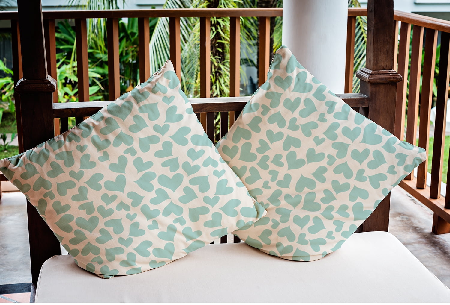 16"x16" Square Simply Daisy Valentines Patterned Hearts Poly Indoor/Outdoor Pillow, Blue Qty 1