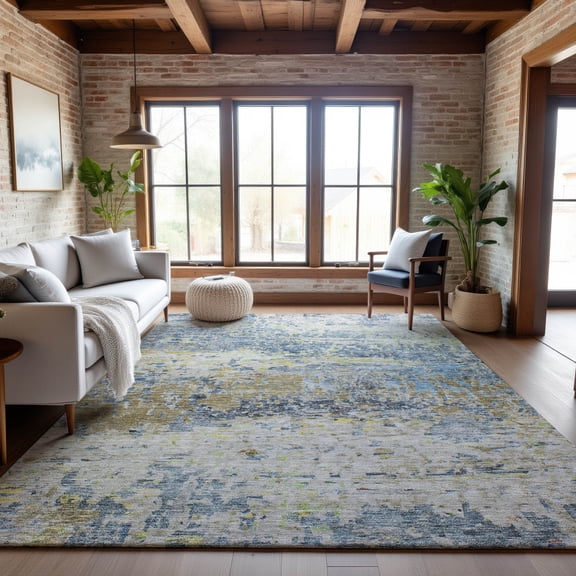 Addison Rugs Mayfield Premium Machine Washable Transitional Modern Blue Rectangle Rug, 10' x 14'
