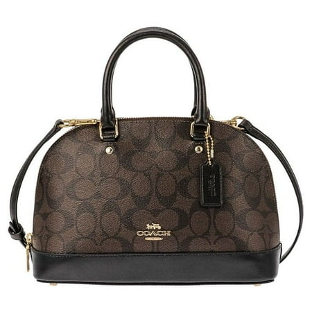 New Women's Coach (F27583) Signature Brown Mini Sierra Satchel Handbag Purse