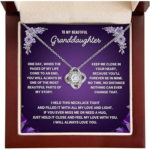 Birthday Gift for Daughter with Heartfelt Message Card and LED Box, Granddaughter Necklace from Grandma & Grandpa, Perfect for Graduation, Birthday, Christmas Gifts
