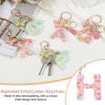 thumbnail image 4 of Llavero de letra inicial del alfabeto Uxcell, llaveros de resina lindos con borlas y encanto de colgante de mariposa para mujeres H, 4 of 7