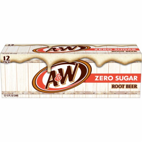 A&W Root Beer Zero Sugar Soda Cans 12 pk / 12 fl oz - Pack of 2