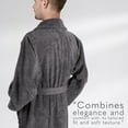thumbnail image 6 of 100% Cotton Turkish Bathrobes, Soft Absorbent Lightweight Men Robes, 3X-Large, Gray, 6 of 9