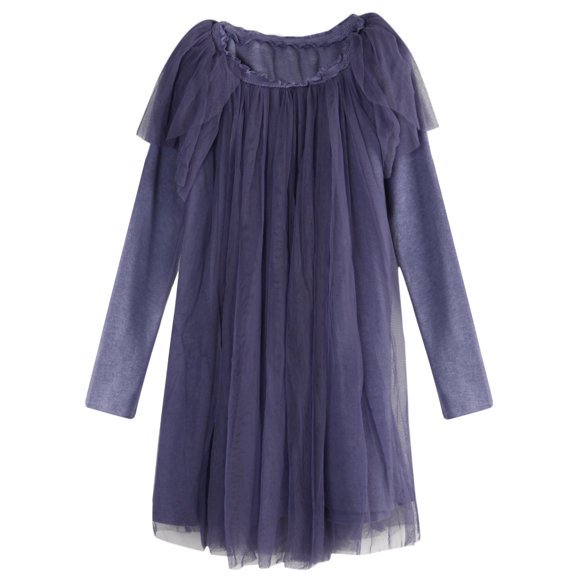 Richie House Little Girls Marine Lace Mesh Fabric Details Fashion Dress 2/3