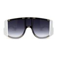 thumbnail image 1 of Multi Panel Shield Drop Temple Plastic Curved Top Racer Sunglasses White Smoke, 1 of 4