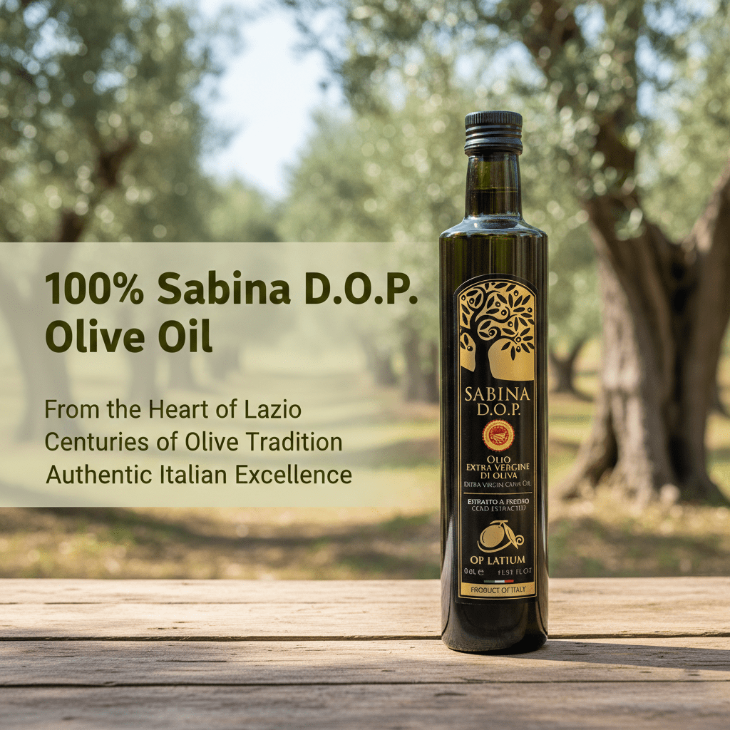 OP Latium Sabina Extra Virgin Olive Oil, 16.9 fl oz (500 ml), DOP Italian EVOO, Product of Italy