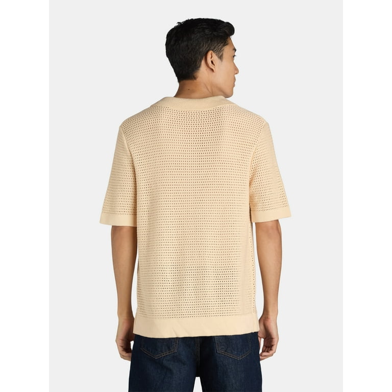 Tribekka 44 Men's Open Knit Button Down Refined Sweater Polo Tribekka 44 Men's Open Knit Button Down Refined Sweater Polo